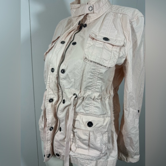 Calvin Klein Women Sz L Light pink Military Style Rolled Sleeve Utility Jacket - Picture 3 of 11